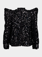 Balmain Black Sequin Pagoda Shoulder Jacket