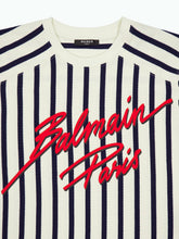 Balmain Striped Cropped Baseball Top