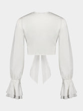 Balmain White Cropped Ruffled Poplin Shirt