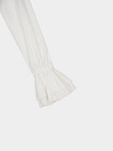Balmain White Cropped Ruffled Poplin Shirt