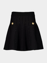 Balmain Black Flared Knit Skirt with Sparkly Stripes