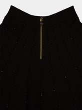 Balmain Black Flared Knit Skirt with Sparkly Stripes