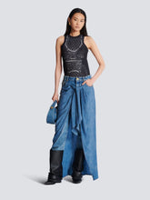 Balmain Blue Denim Jeans with Draped Skirt