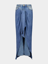 Balmain Blue Denim Jeans with Draped Skirt
