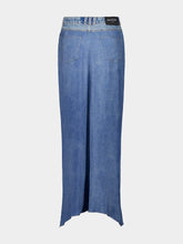 Balmain Blue Denim Jeans with Draped Skirt