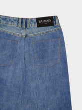 Balmain Blue Denim Jeans with Draped Skirt