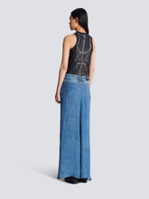 Balmain Blue Denim Jeans with Draped Skirt