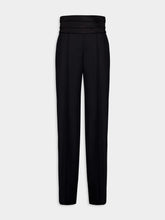 Balmain Black High-Waisted Satin Tailored Pants