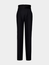 Balmain Black High-Waisted Satin Tailored Pants