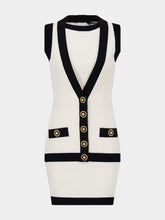 Balmain Beige Two-Tone Knit Dress with Faux Waistcoat