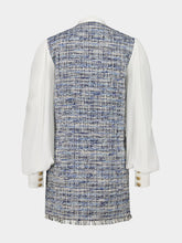 Balmain Blue Tweed Dress with Bow Detail