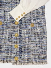 Balmain Blue Tweed Dress with Bow Detail