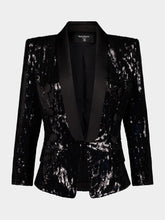 Balmain Black Sequined Blazer with Shoulder Pads