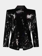 Balmain Black Sequined Blazer with Shoulder Pads