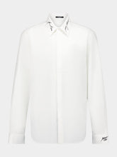 Balmain Embroidered Collar White Poplin Shirt