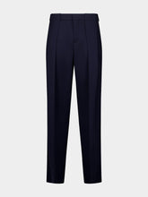 Balmain Navy Blue Pleated Grain de Poudre Trousers