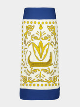 Paula Elizabeth Vanilla Custard Embroidered Pencil Skirt