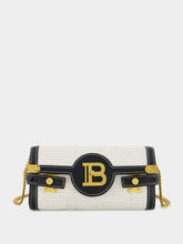 Balmain Pouch with Chain B-Buzz 23 in Raffia & Calfskin