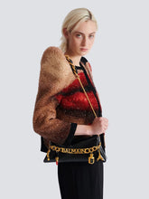 Balmain Black 1945 Striped Patent Leather Clutch