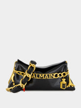 Balmain Black 1945 Striped Patent Leather Clutch