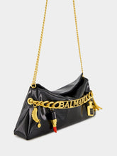 Balmain Black 1945 Striped Patent Leather Clutch