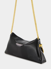 Balmain Black 1945 Striped Patent Leather Clutch