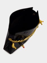 Balmain Black 1945 Striped Patent Leather Clutch