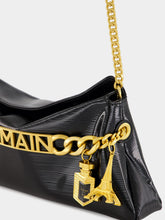 Balmain Black 1945 Striped Patent Leather Clutch