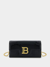 Balmain Black B-Buzz Wallet in Striped Patent Leather