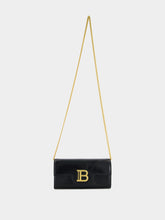 Balmain Black B-Buzz Wallet in Striped Patent Leather