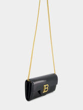Balmain Black B-Buzz Wallet in Striped Patent Leather