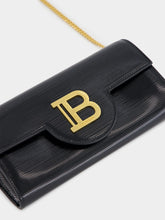 Balmain Black B-Buzz Wallet in Striped Patent Leather