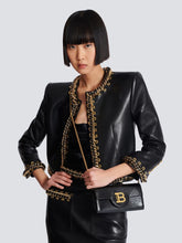 Balmain Black B-Buzz Wallet in Striped Patent Leather