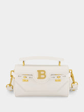 Balmain White B-Buzz Grained Calfskin Bag