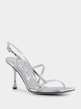 Jimmy Choo Etana Silver Metallic Leather Sandals