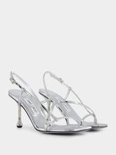 Jimmy Choo Etana Silver Metallic Leather Sandals