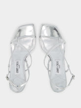Jimmy Choo Etana Silver Metallic Leather Sandals