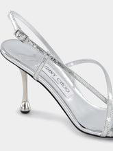 Jimmy Choo Etana Silver Metallic Leather Sandals