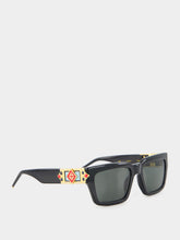 Casablanca Black Gold-Plated Monogram Sunglasses