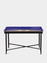 Les Ottomans Handpainted Eye Iron Blue Coffee Table