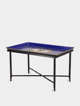 Les Ottomans Handpainted Eye Iron Blue Coffee Table