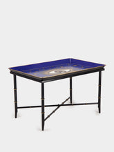 Les Ottomans Handpainted Eye Iron Blue Coffee Table