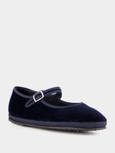 Piedaterre Blue Velvet Mary Jane Flats