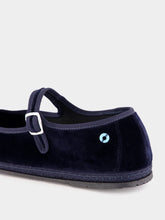 Piedaterre Blue Velvet Mary Jane Flats