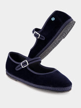 Piedaterre Blue Velvet Mary Jane Flats
