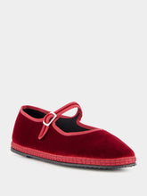 Piedaterre Burgundy Velvet Mary Jane Flats
