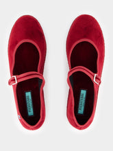 Piedaterre Burgundy Velvet Mary Jane Flats