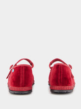 Piedaterre Burgundy Velvet Mary Jane Flats