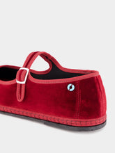 Piedaterre Burgundy Velvet Mary Jane Flats