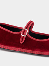 Piedaterre Burgundy Velvet Mary Jane Flats